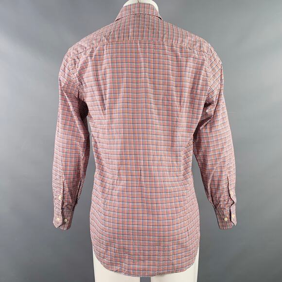 CULTURATA Size M Red Blue White Plaid Cotton Long Sleeve Shirt - Picture 4 of 7